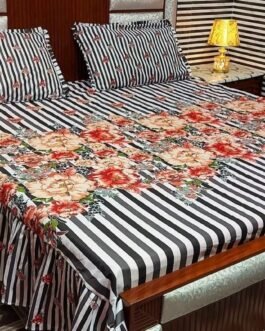 2 sided tape frill bedsheet 3 piece stiched