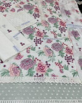 bareeze sale lawn Full Heavy embroidery 3 piece suit