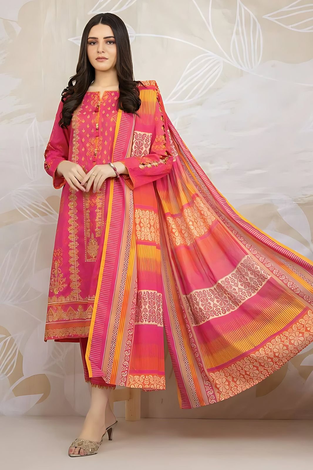 Baroque style Lawn collection 4 side printed