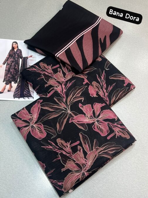 Baroque lawn Bana Doria With Voi Dupatta D2 - Image 3