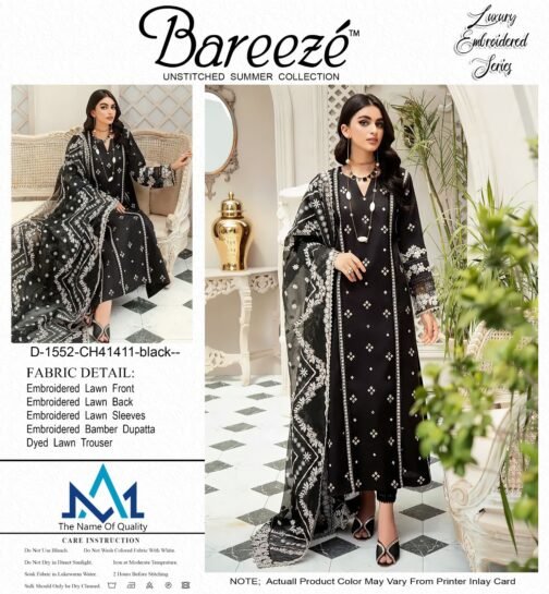 bareeze pk lawn Black Summer Collection 2025 - Image 2
